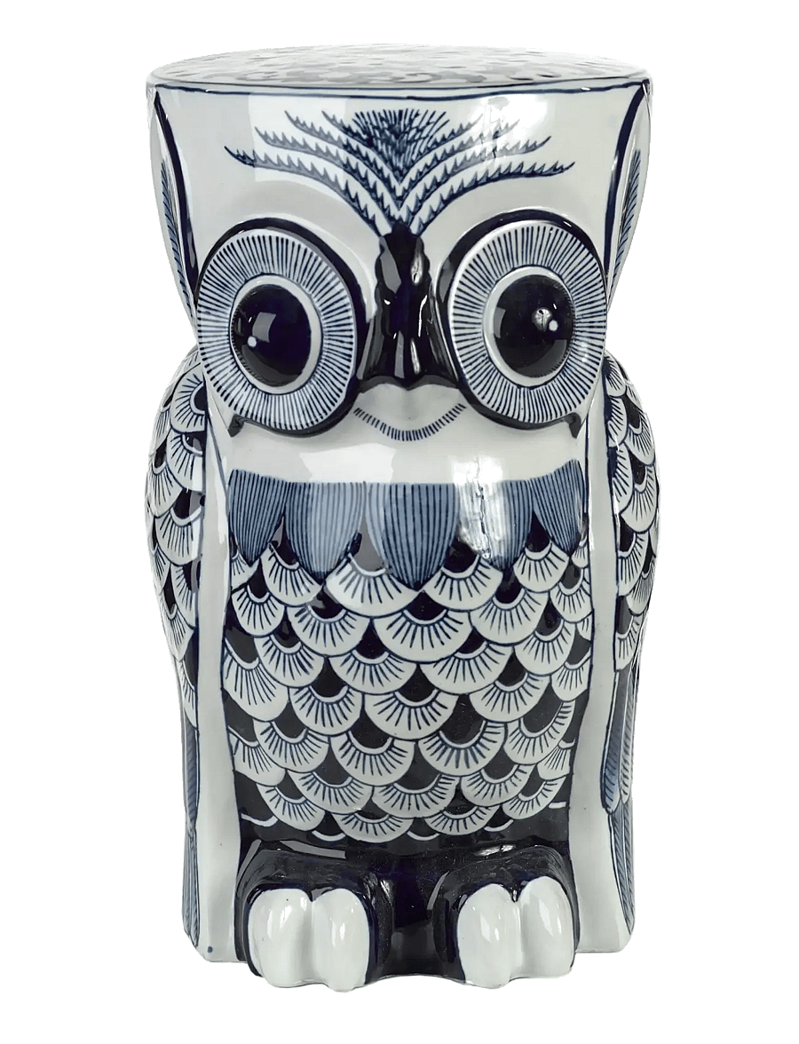 POLSPOTTEN - side table owl flower blue - beistelltische & kleine tische - dark blue - 0