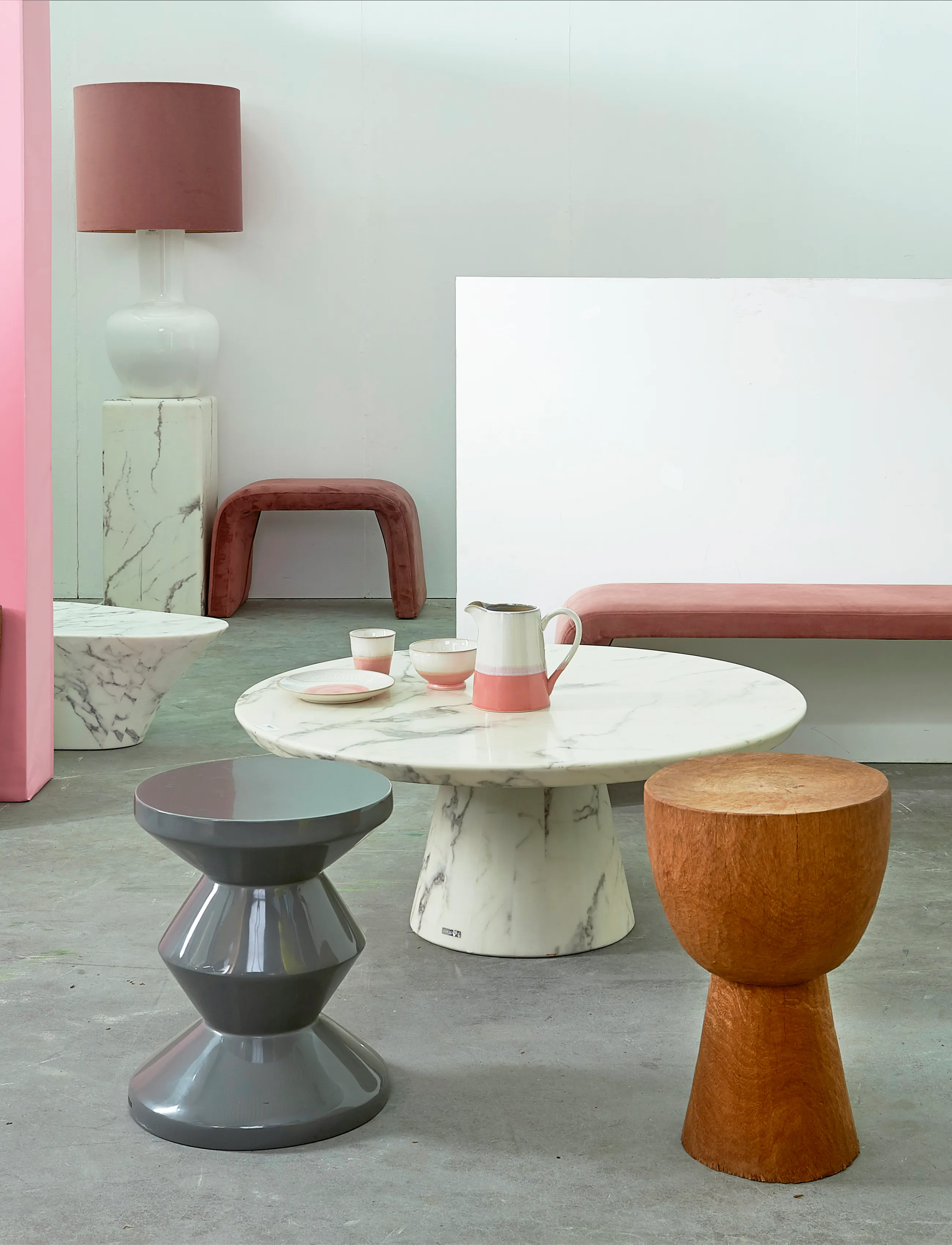 POLSPOTTEN Zig Zag, Ø35.5X H46 cm, Tables, Grau - Side Tables & Small Homeware