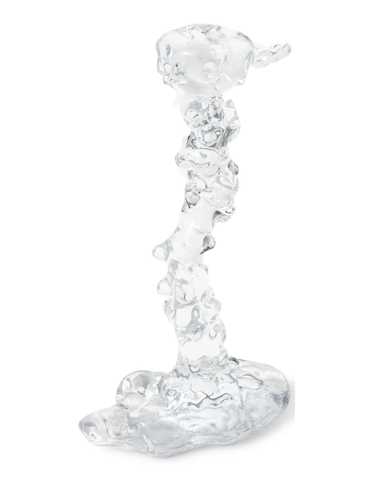 POLSPOTTEN drip candle holder glass L - POLSPOTTEN - TRANSPARENT / white