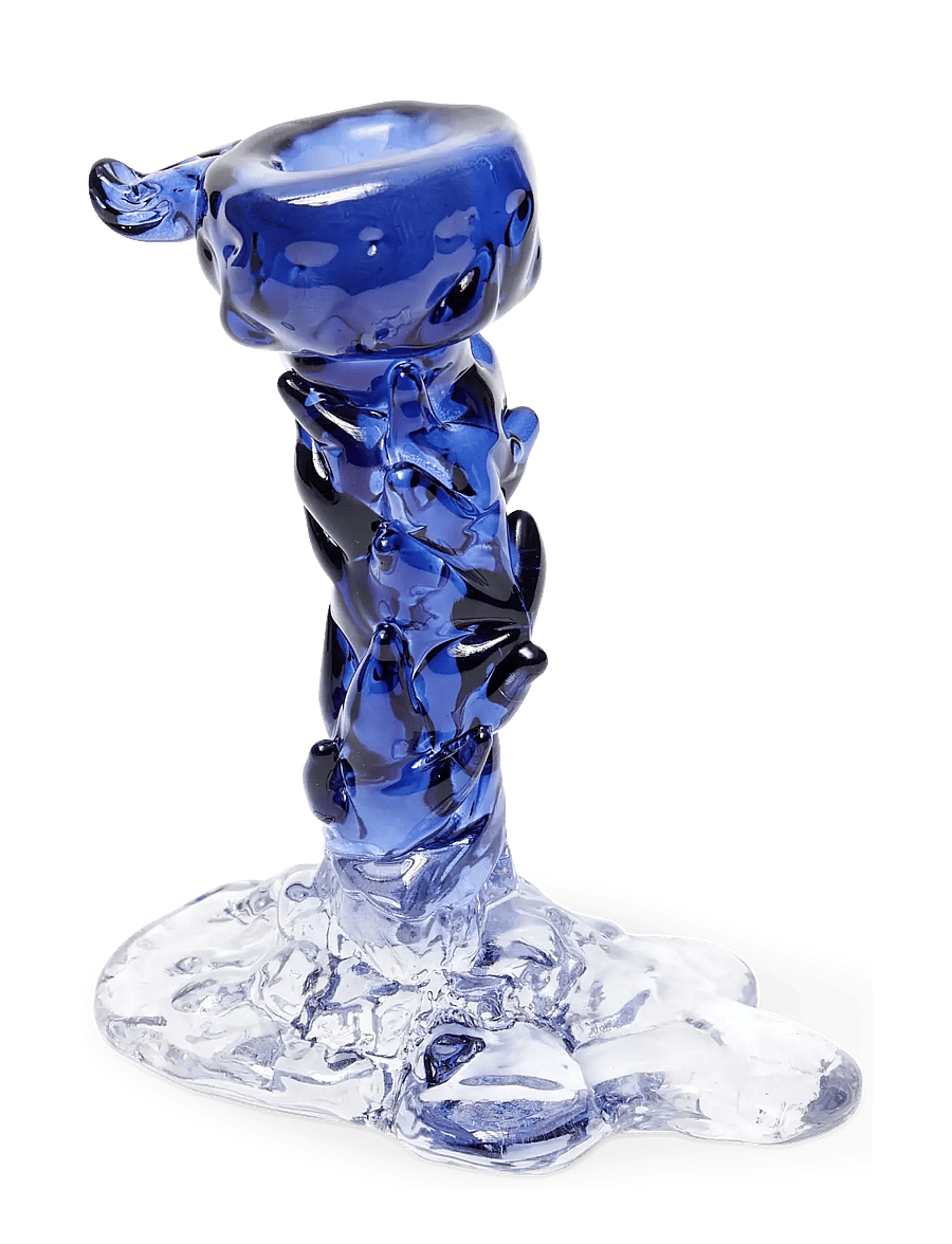 POLSPOTTEN - drip candle holder glass dark blue S - dark blue - 1