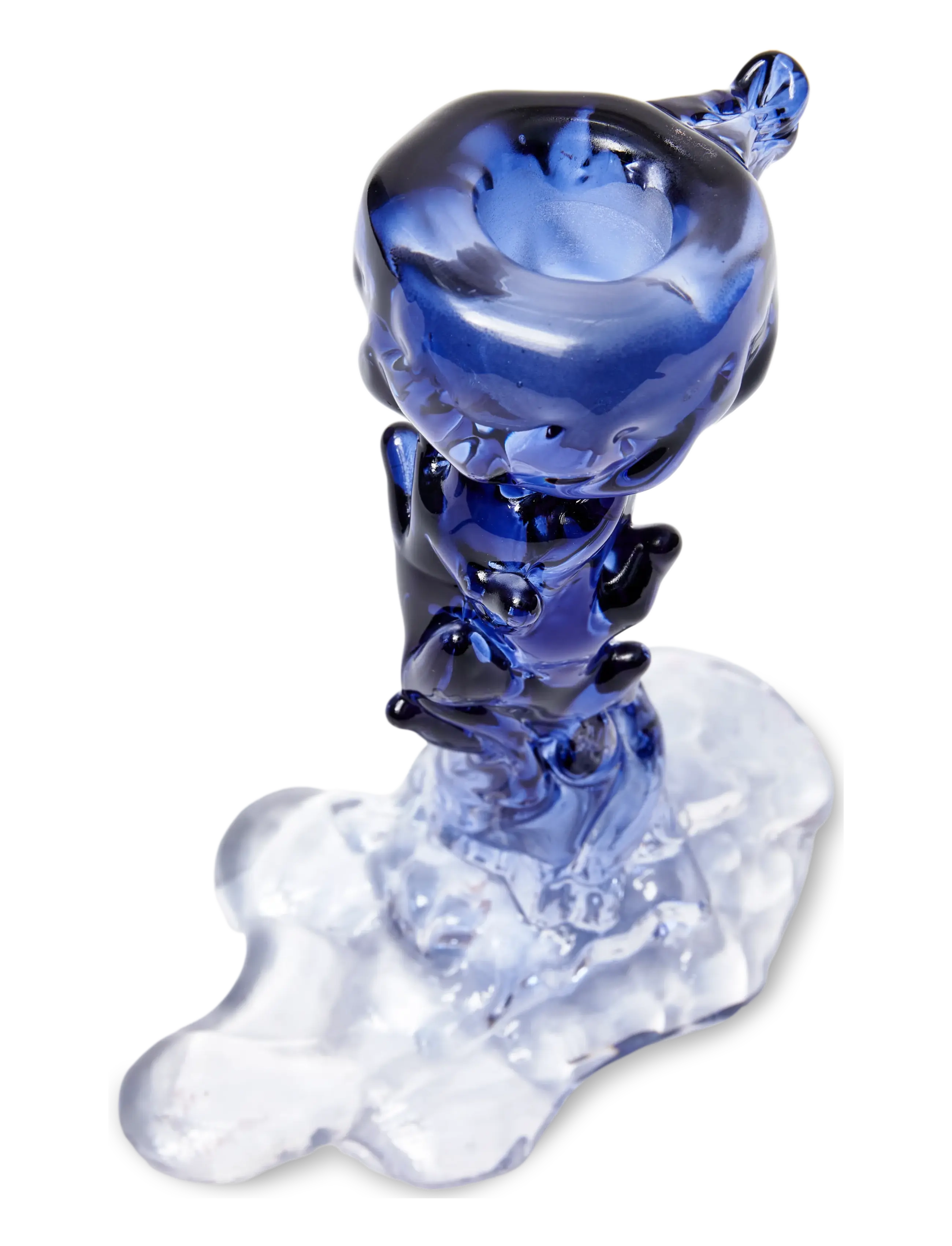 POLSPOTTEN - drip candle holder glass dark blue S - dark blue - 2