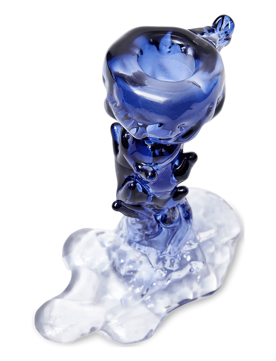 POLSPOTTEN - drip candle holder glass dark blue S - dark blue - 2