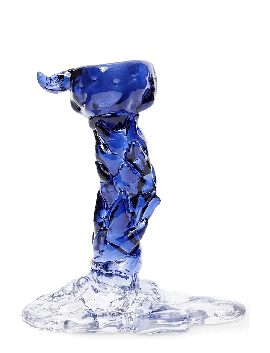 POLSPOTTEN - drip candle holder glass dark blue S - dark blue - 3