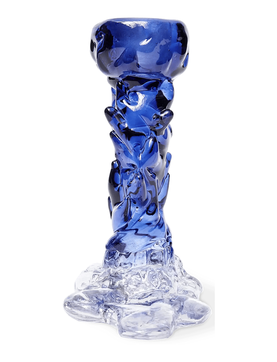 POLSPOTTEN - drip candle holder glass dark blue S - dark blue - 4