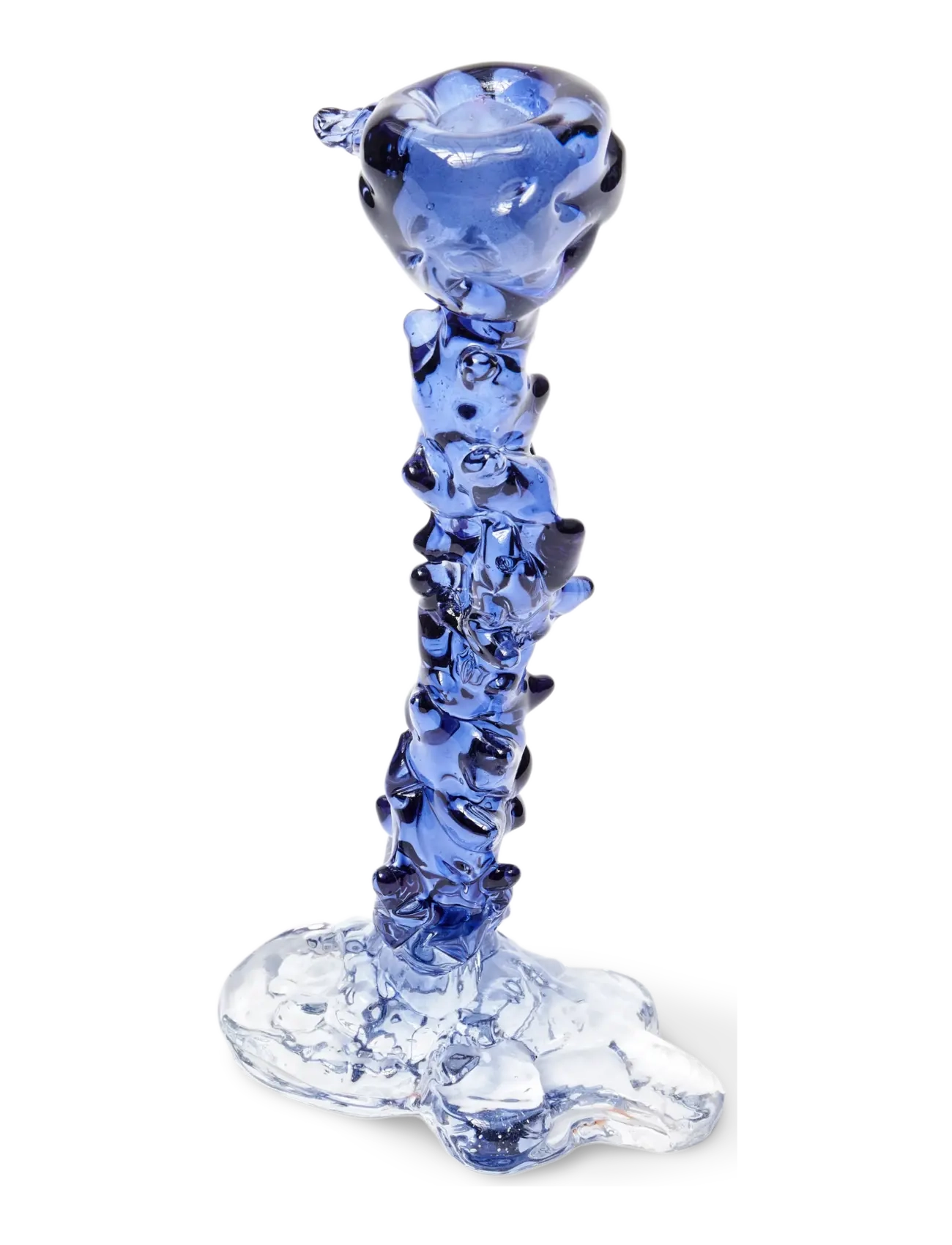 POLSPOTTEN drip candle holder glass dark blue L - Julegaver - DARK BLUE / navy