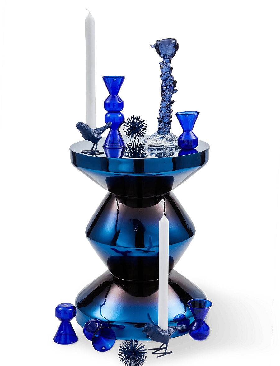 POLSPOTTEN - drip candle holder glass dark blue L - dark blue - 0