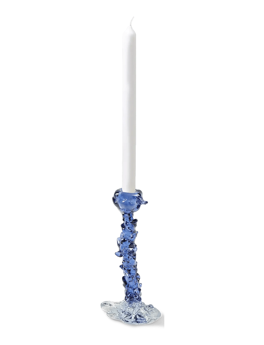 POLSPOTTEN - drip candle holder glass dark blue L - dark blue - 2
