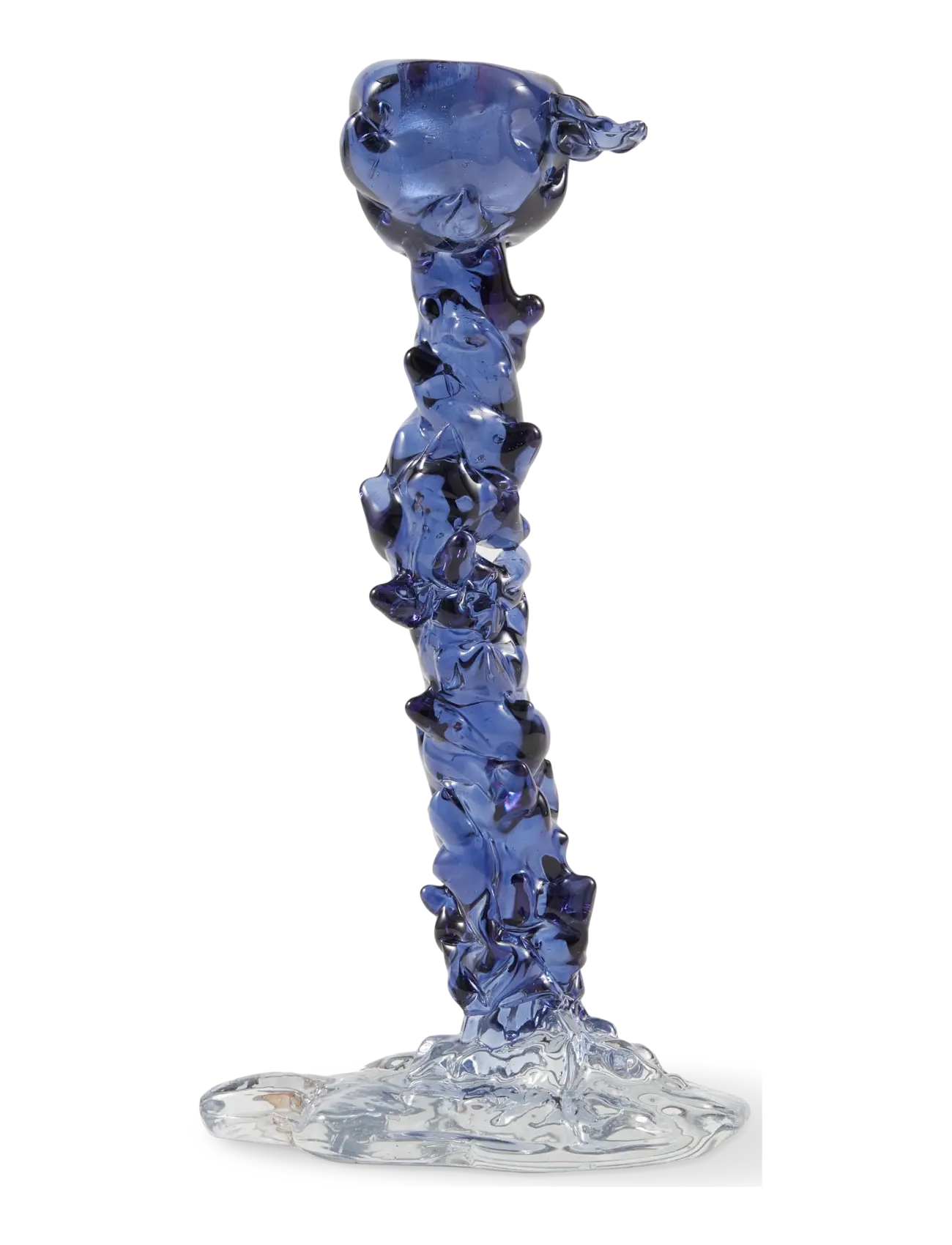 POLSPOTTEN - drip candle holder glass dark blue L - dark blue - 3