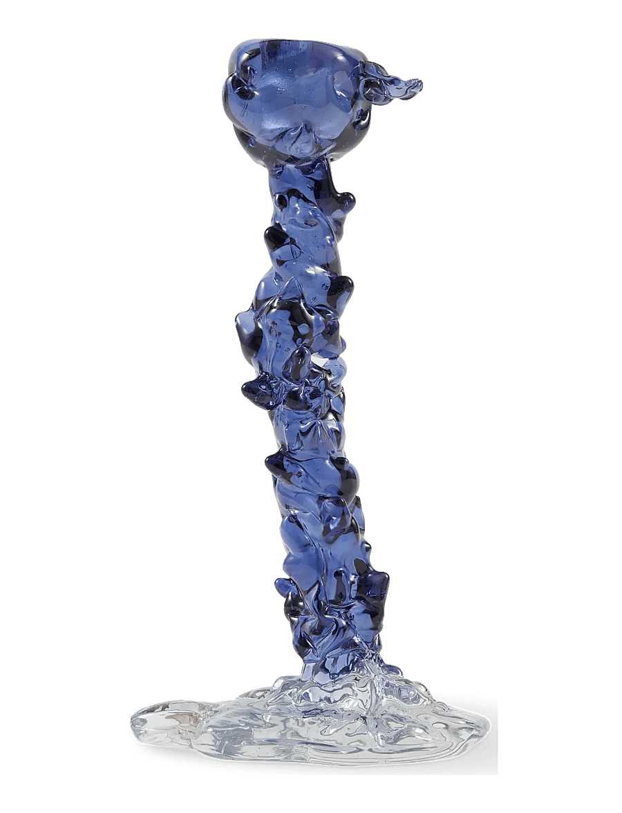POLSPOTTEN - drip candle holder glass dark blue L - dark blue - 3