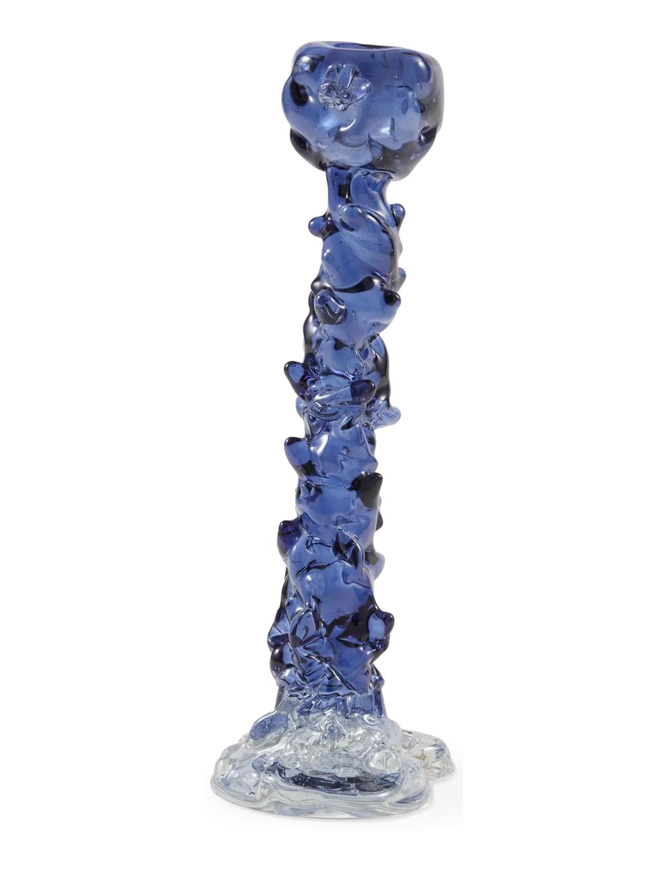 POLSPOTTEN - drip candle holder glass dark blue L - dark blue - 4