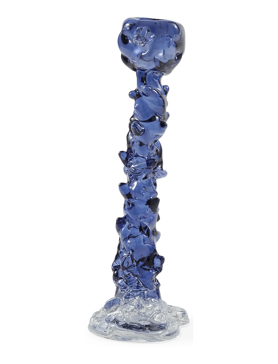 POLSPOTTEN - drip candle holder glass dark blue L - dark blue - 4