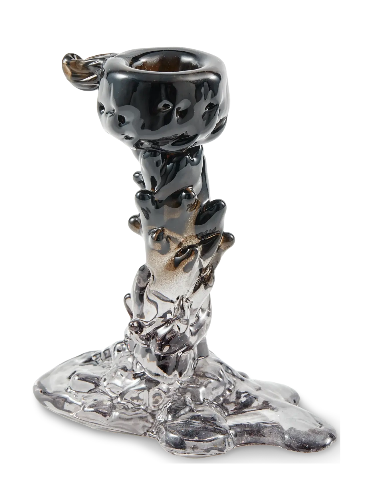 POLSPOTTEN drip candle holder glass black S - Julegaver - BLACK / black