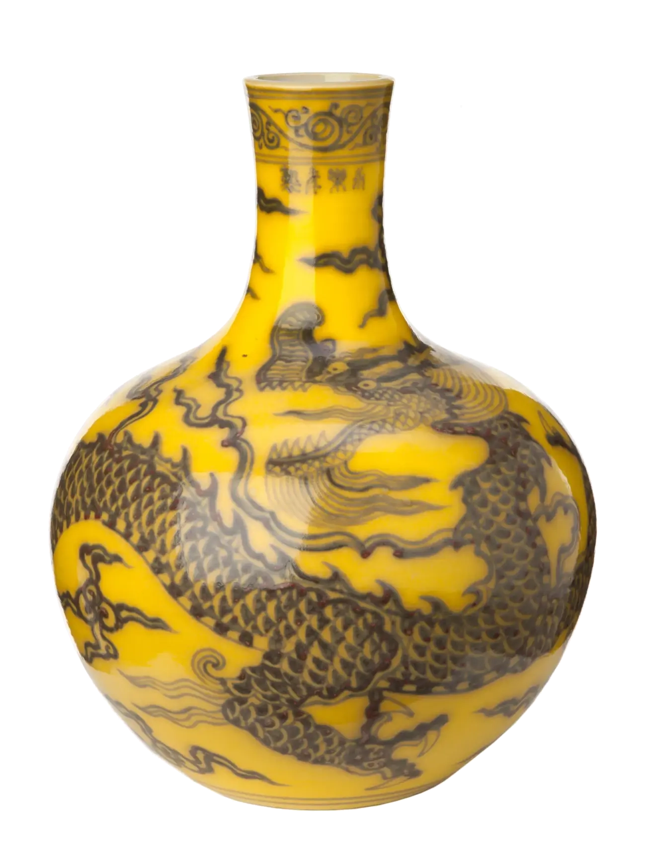 POLSPOTTEN Vase Dragon Yellow, Vase, Gul, Str: Ø31X H44CM