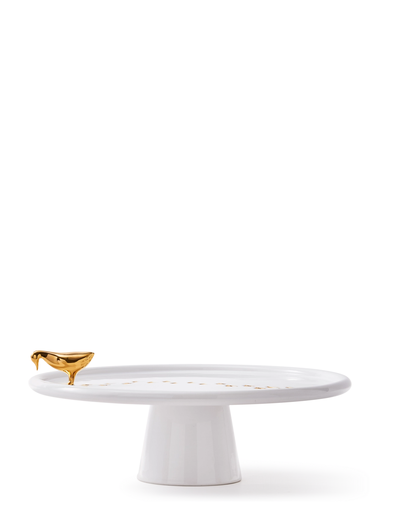 POLSPOTTEN Plate Walking Duck White/Gold, Serveringsfad, Guld, Str: L30X W30X H8.3CM