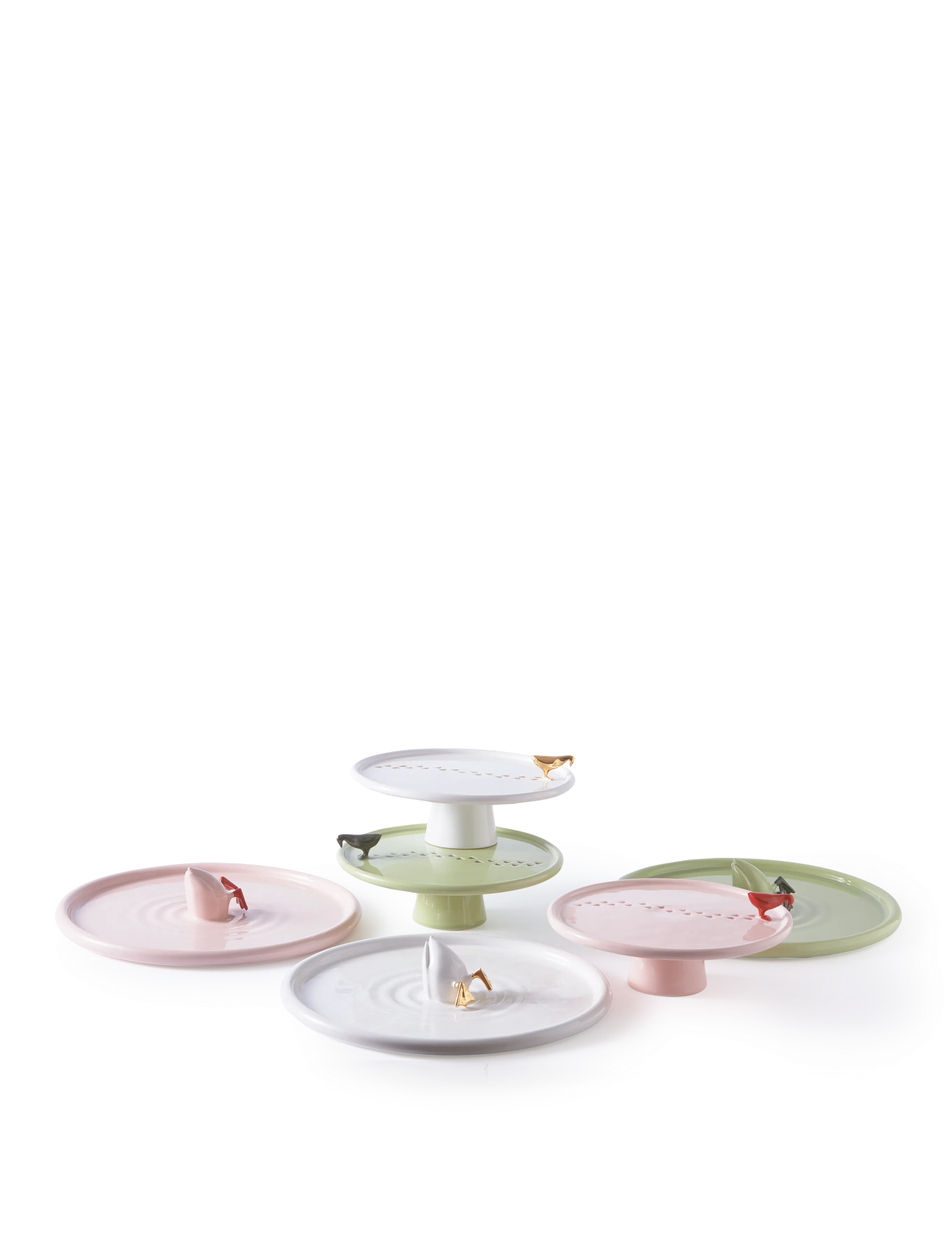 POLSPOTTEN Plate Walking Duck White/Gold, L30X W30X H8.3 cm, Serving Dishes, Gold - Platters, Homeware