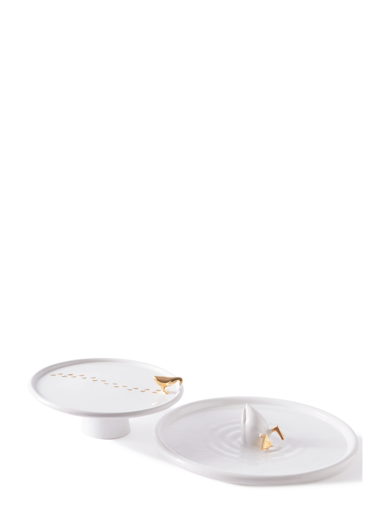 POLSPOTTEN - plate walking duck white/gold - gold - 2
