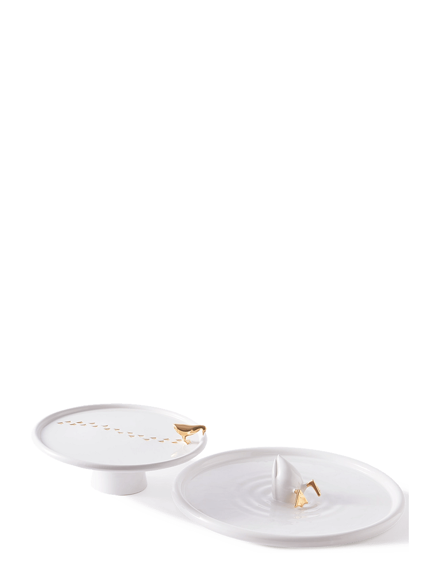 POLSPOTTEN - plate walking duck white/gold - gold - 2