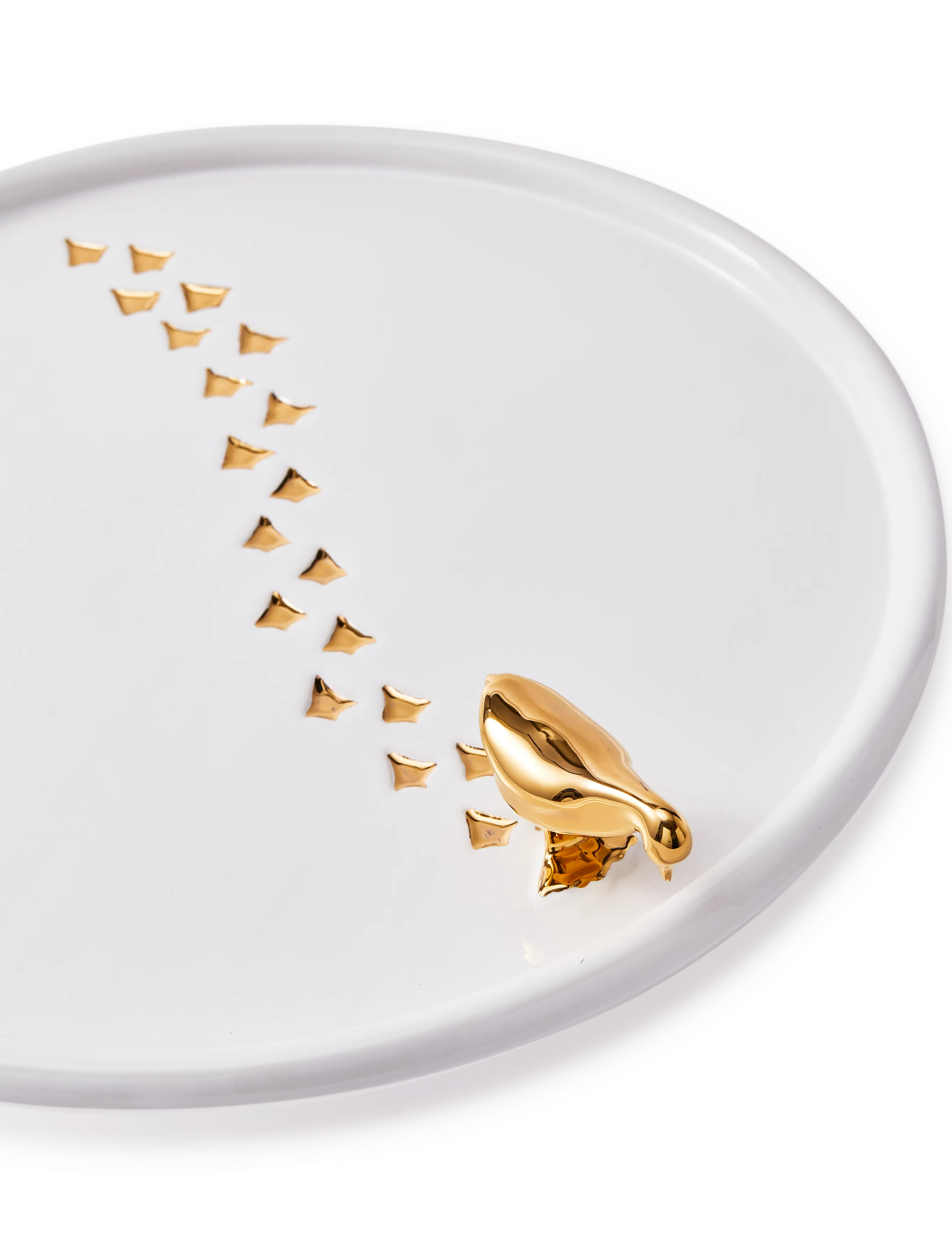 POLSPOTTEN - plate walking duck white/gold - gold - 4
