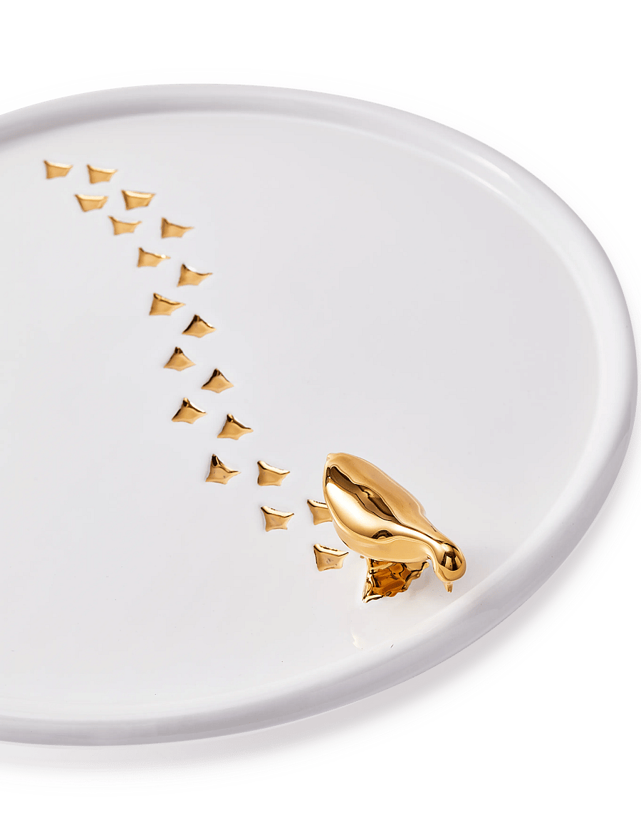 POLSPOTTEN - plate walking duck white/gold - gold - 4