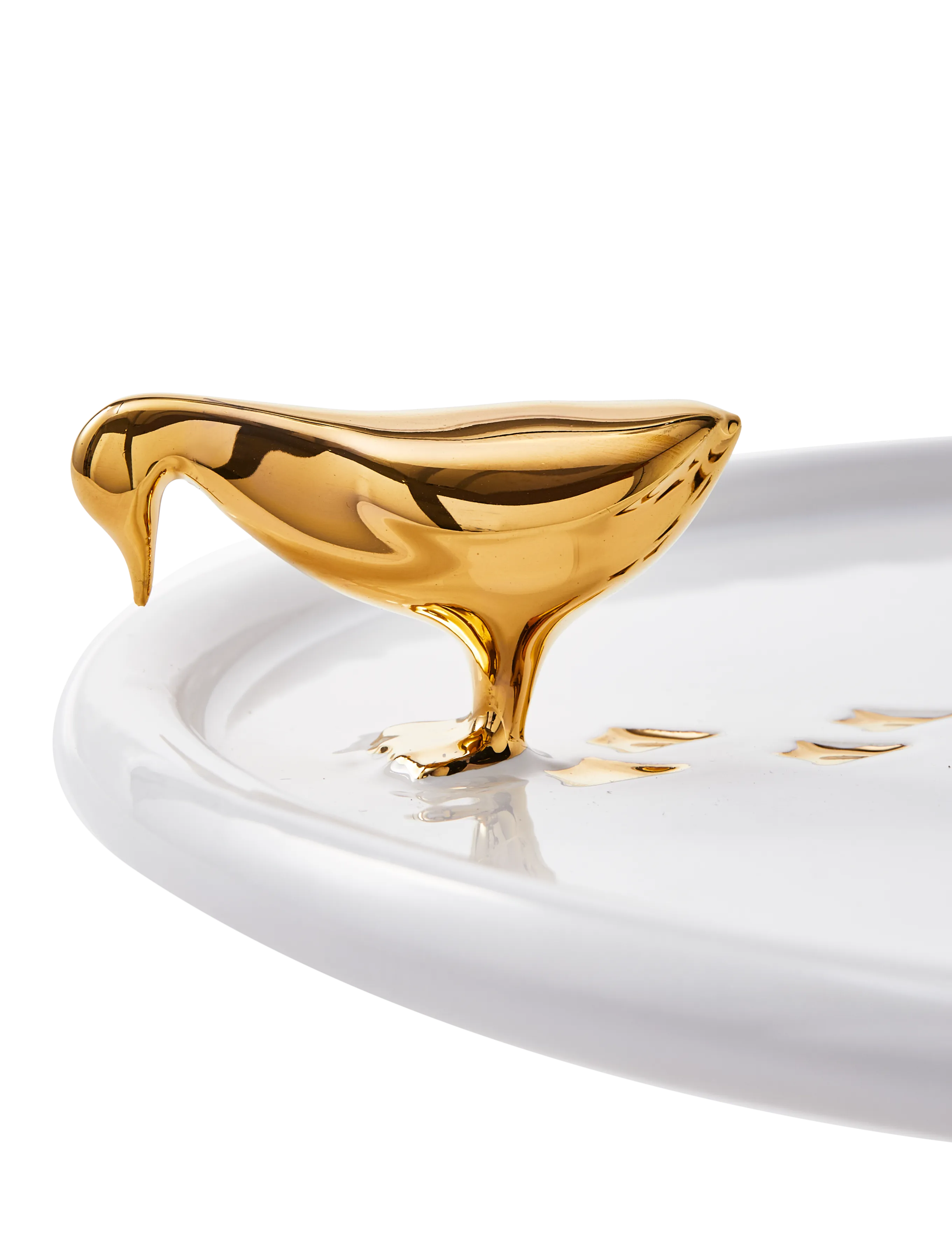 POLSPOTTEN - plate walking duck white/gold - gold - 5