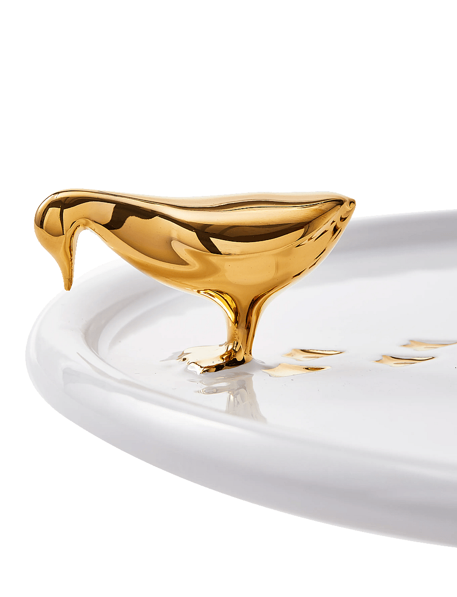POLSPOTTEN - plate walking duck white/gold - gold - 5