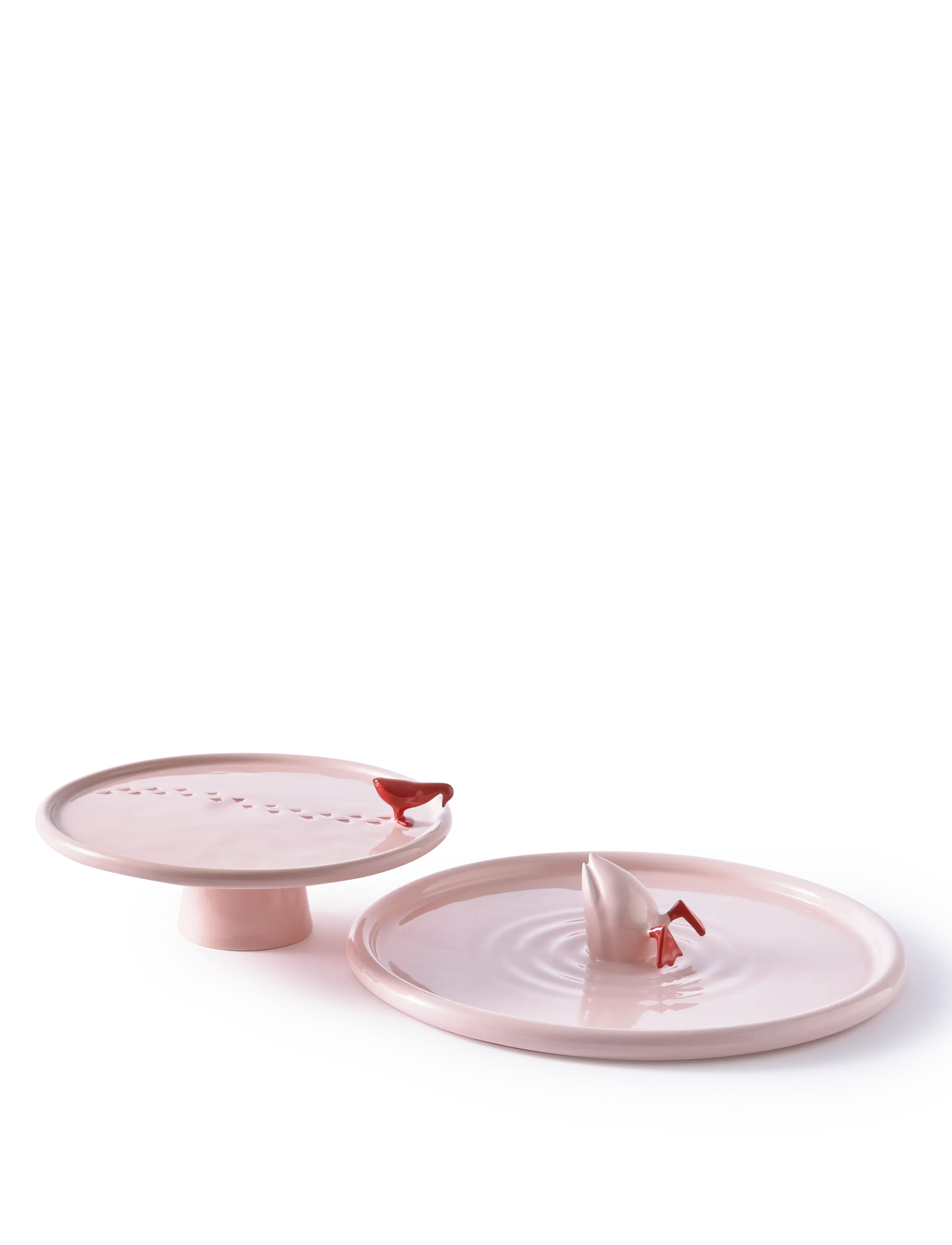 POLSPOTTEN Plate Diving Duck, Ø 40 cm, Pink, Serveringsfade > Serveringsfade, Unisex