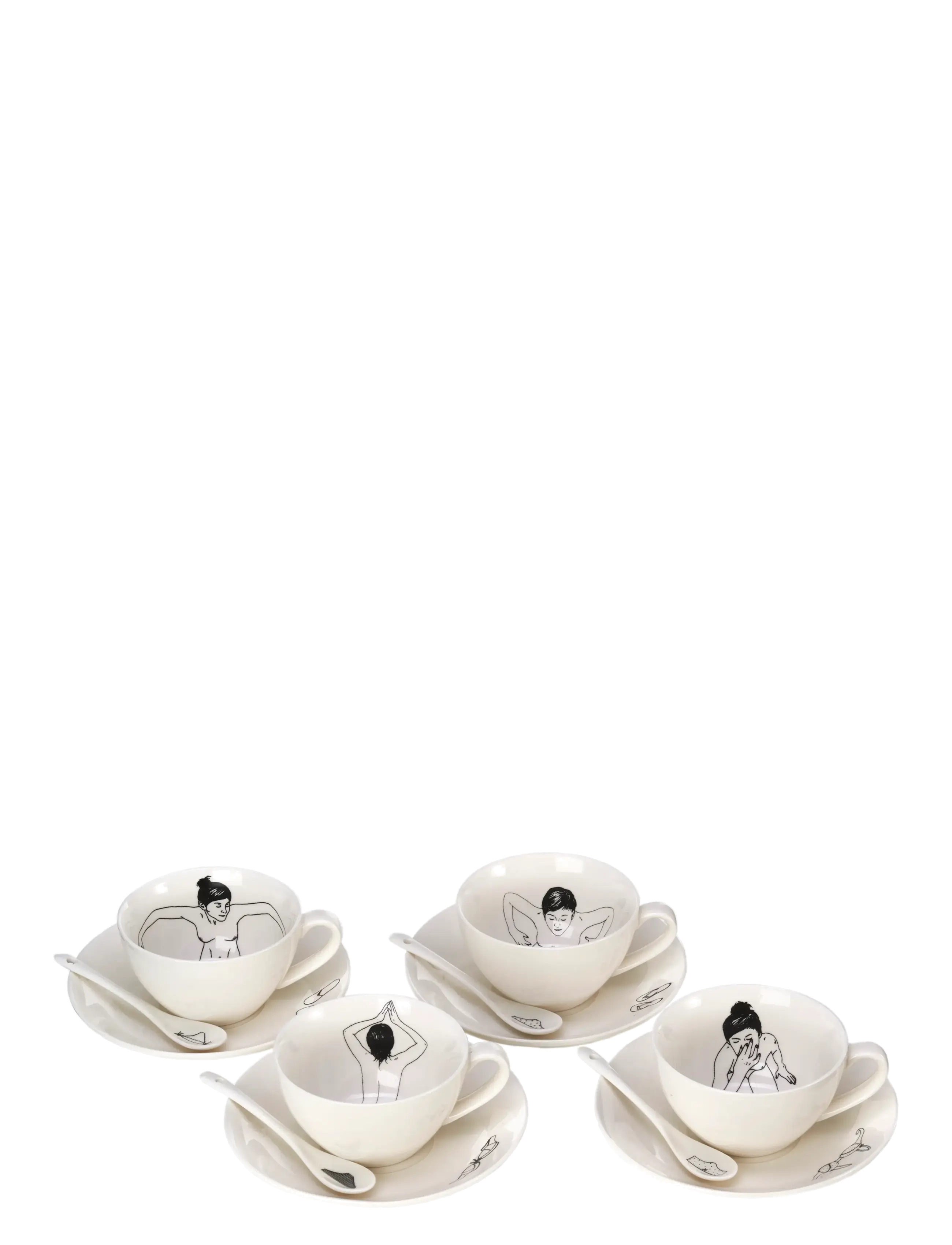 POLSPOTTEN Undressed Teaset Set 4, Tea Kop, Hvid, Str: Ø10X H6CM