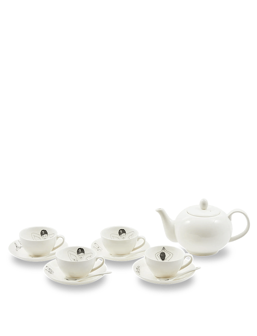 POLSPOTTEN - Undressed teaset set 4 - white - 0