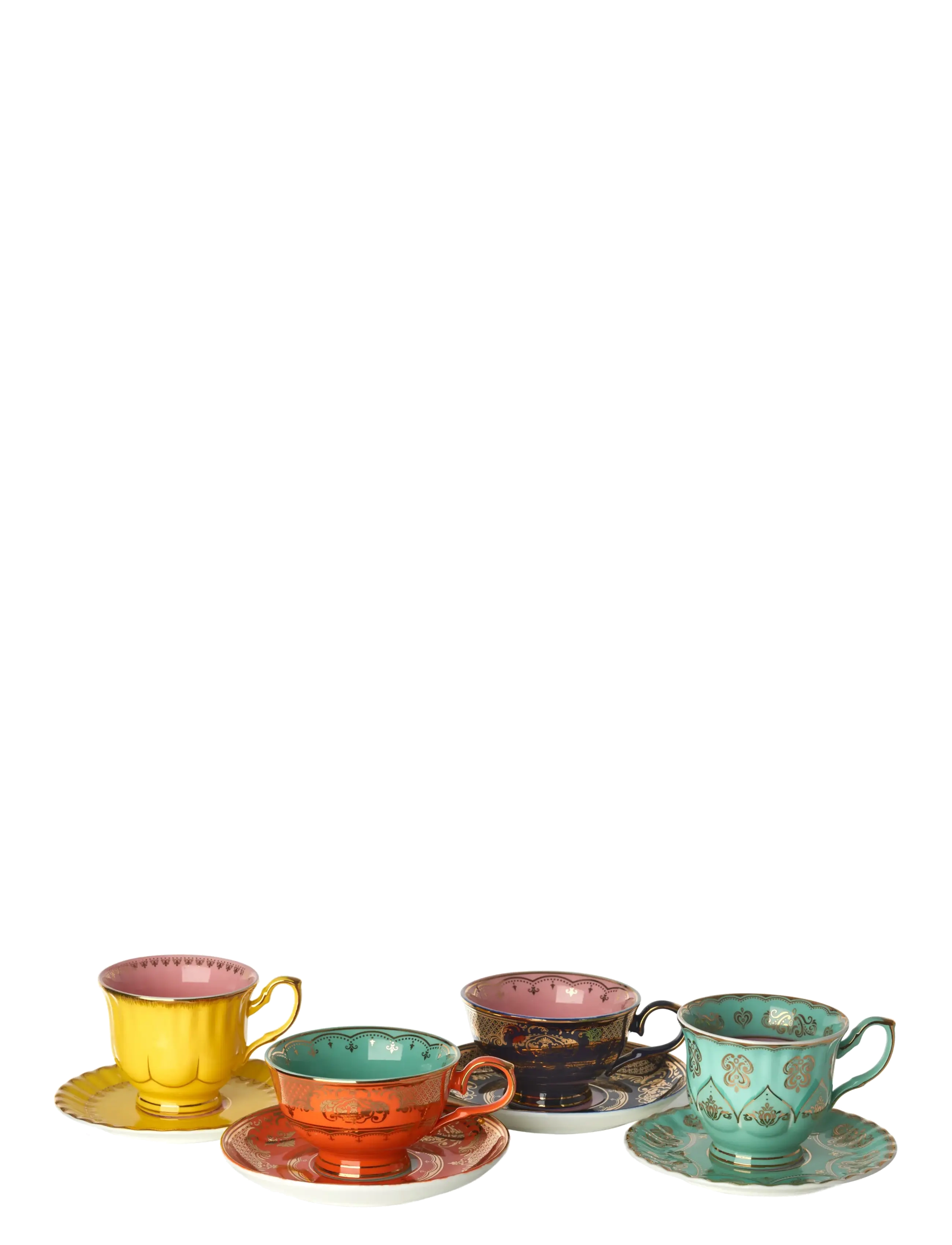 POLSPOTTEN Tea Set Grandpa Set 4, Tea Kop, Multi/mønstret, Str: CUPS 1:L13.2X W10.2X H6.2CM 2:L11.3X W8.9X H7.6CM SAUCERS 1:Ø15.3X H1.7CM 2:Ø14.4X 1.3