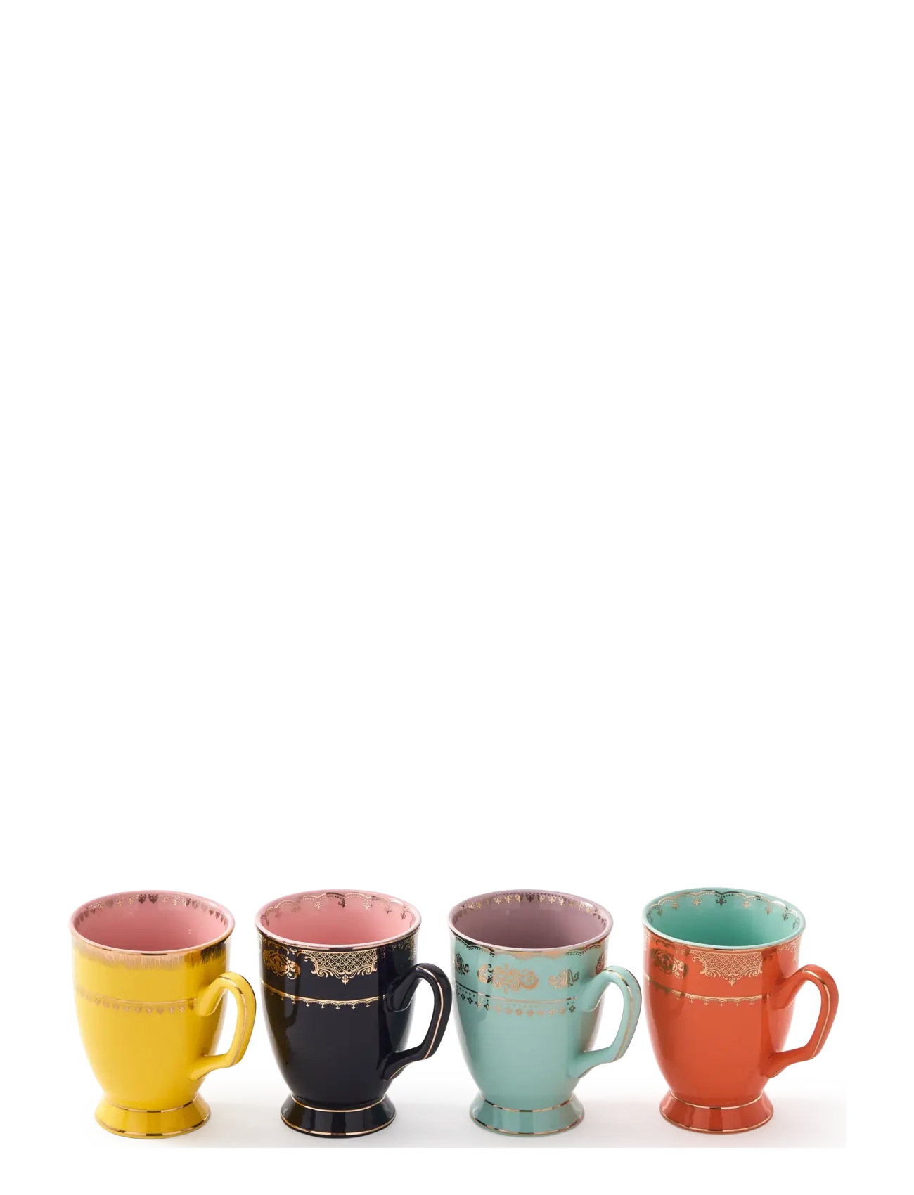 POLSPOTTEN Mug Grandpa Set 4, Tea Kop, Multi/mønstret, Str: Ø8.5X H9CM