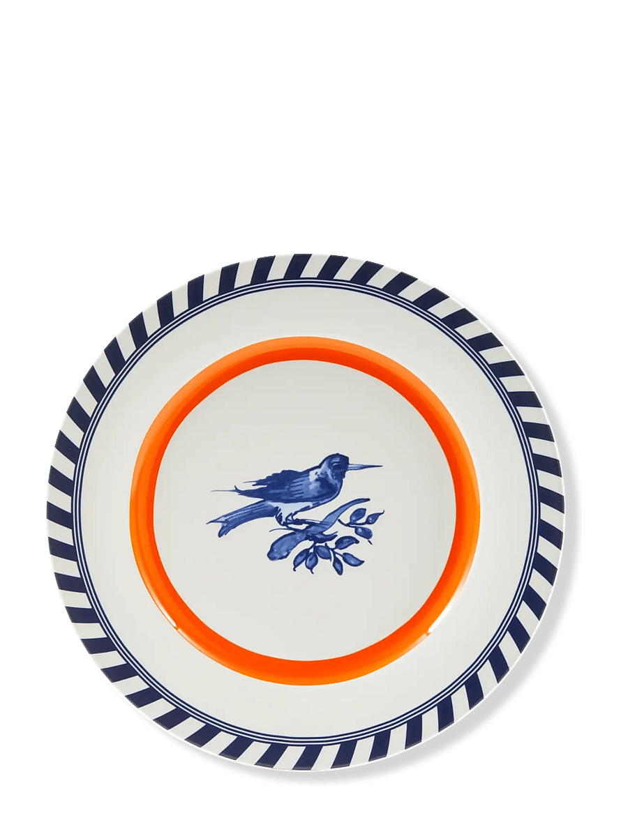 POLSPOTTEN - plates bird patterned orange set 2 - orange - 2