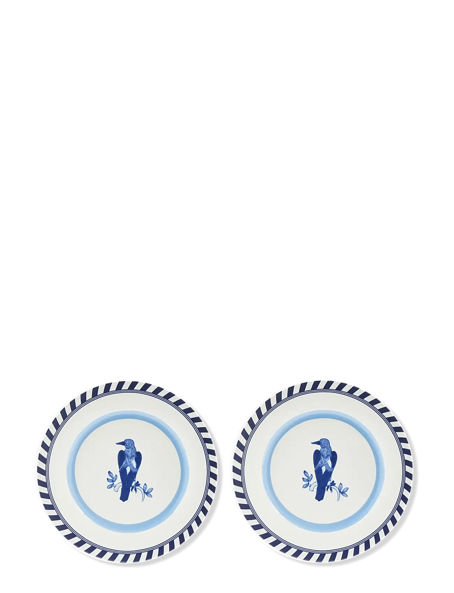 POLSPOTTEN - plates bird patterned set 2 - dark blue - 1