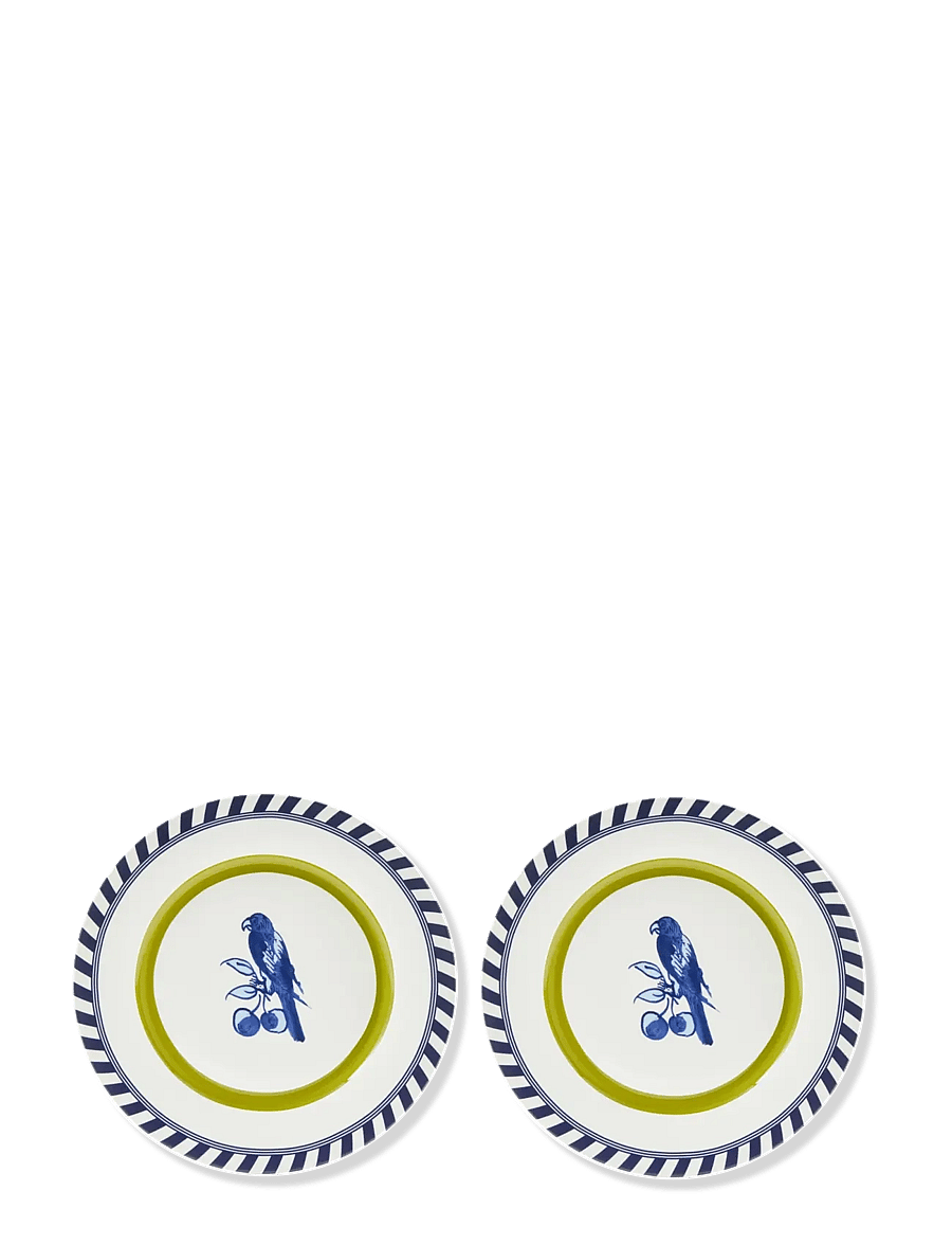 POLSPOTTEN - plates bird patterned set 2 - speiseteller - dark green - 1