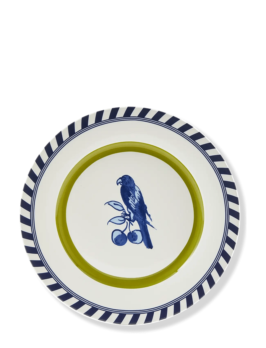 POLSPOTTEN - plates bird patterned set 2 - speiseteller - dark green - 2