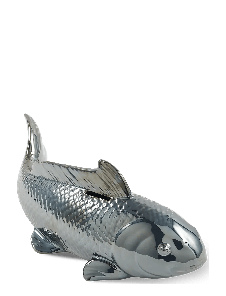 POLSPOTTEN - moneybox fish metallic - dark grey - 1
