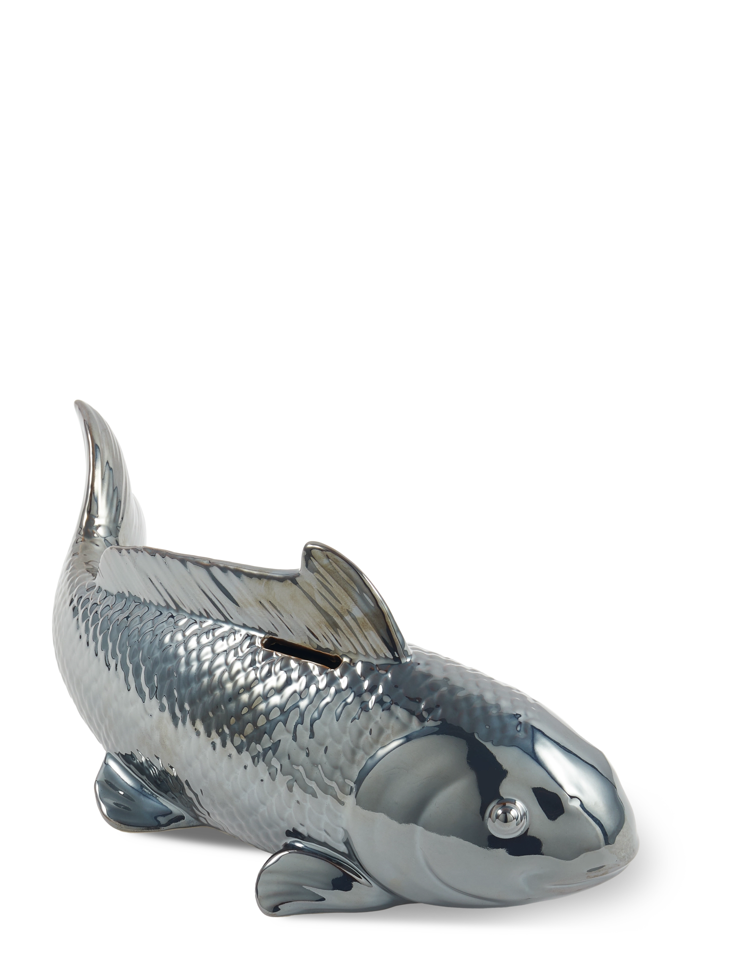 POLSPOTTEN moneybox fish - Decoratieve accessoires - DARK GREY / silver