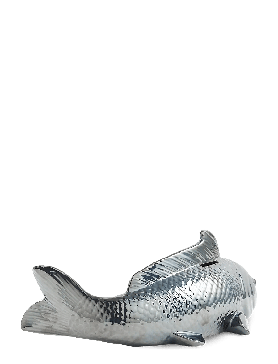 POLSPOTTEN - moneybox fish metallic - dark grey - 4