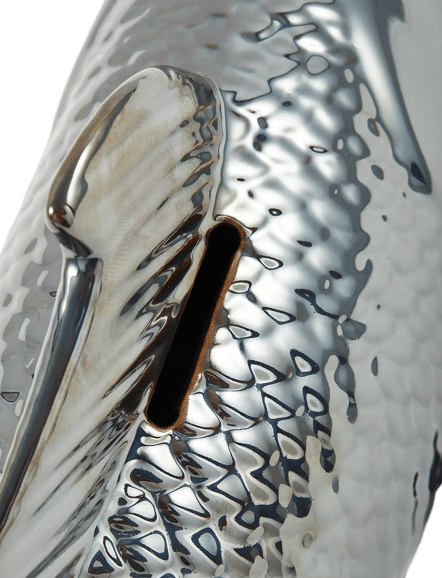 POLSPOTTEN - moneybox fish metallic - dark grey - 5