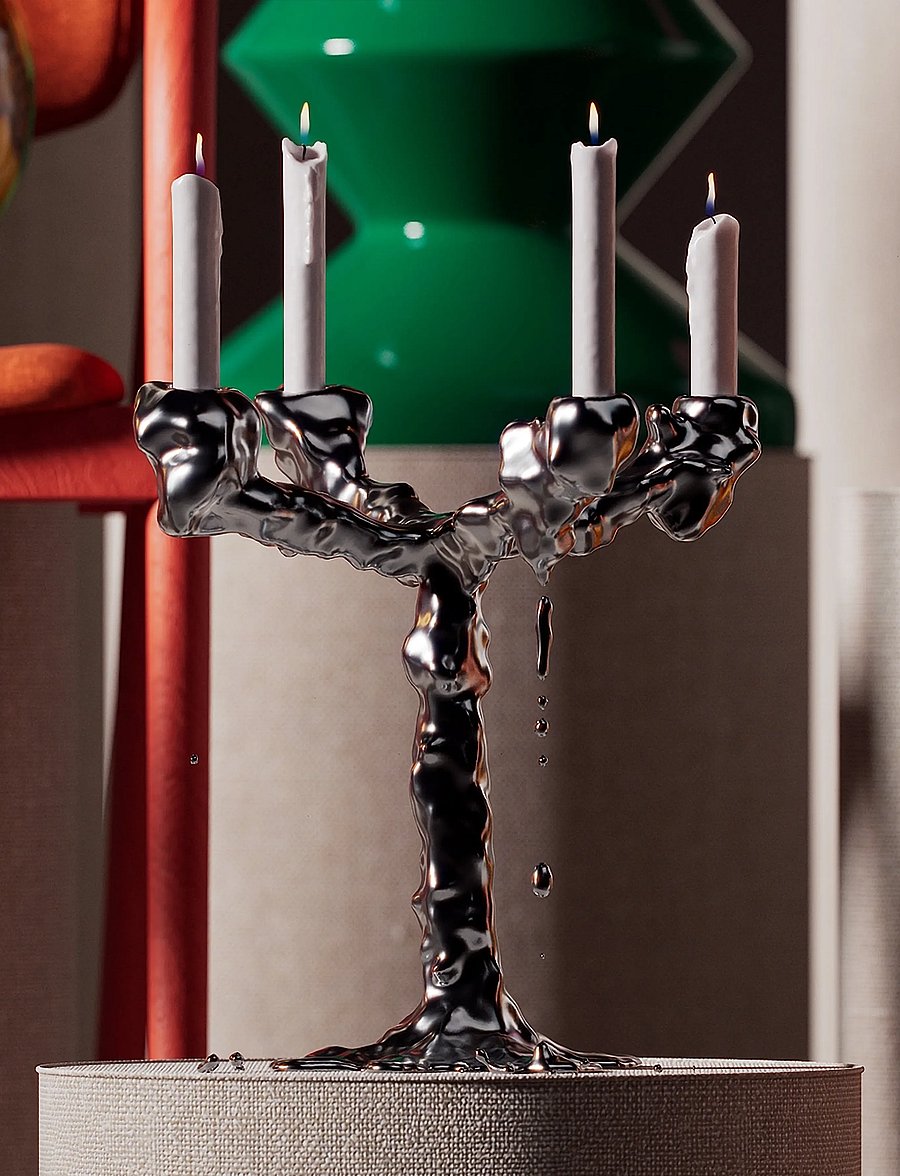 POLSPOTTEN - drip candle holder 4-arms - silver - 0