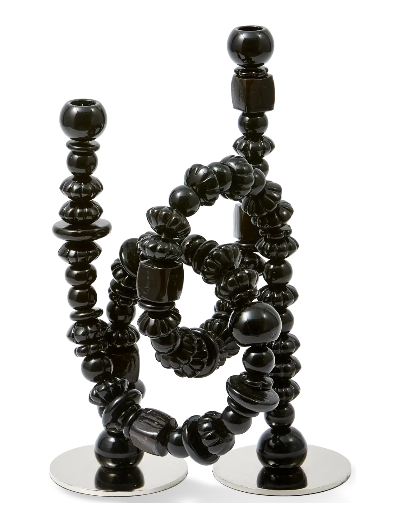 POLSPOTTEN Candle Holder Beads, Lysestage, Sort, Str: L33X W12X H38CM
