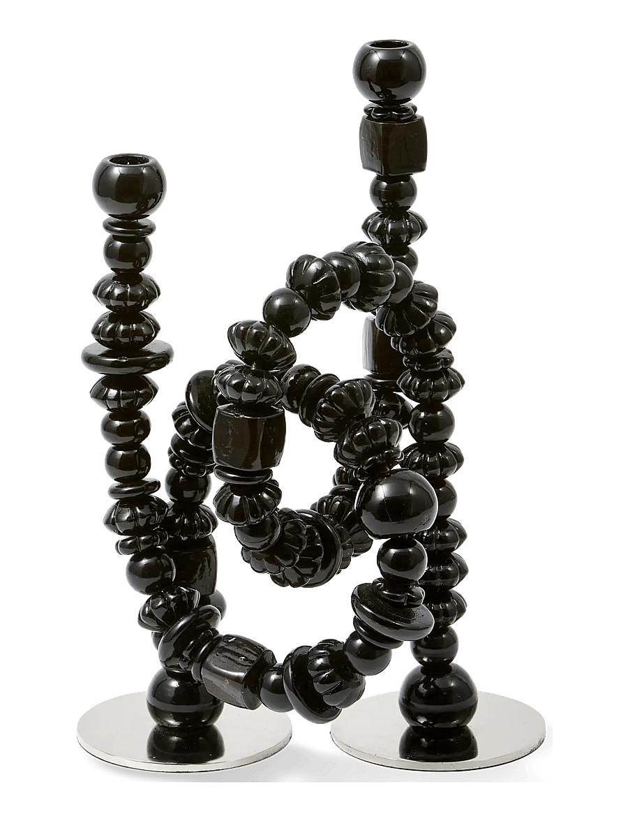 POLSPOTTEN - candle holder beads black - kerzenständer - black - 1