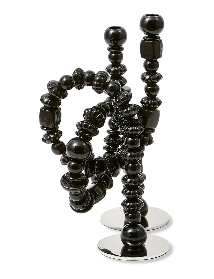 POLSPOTTEN - candle holder beads black - kerzenständer - black - 2