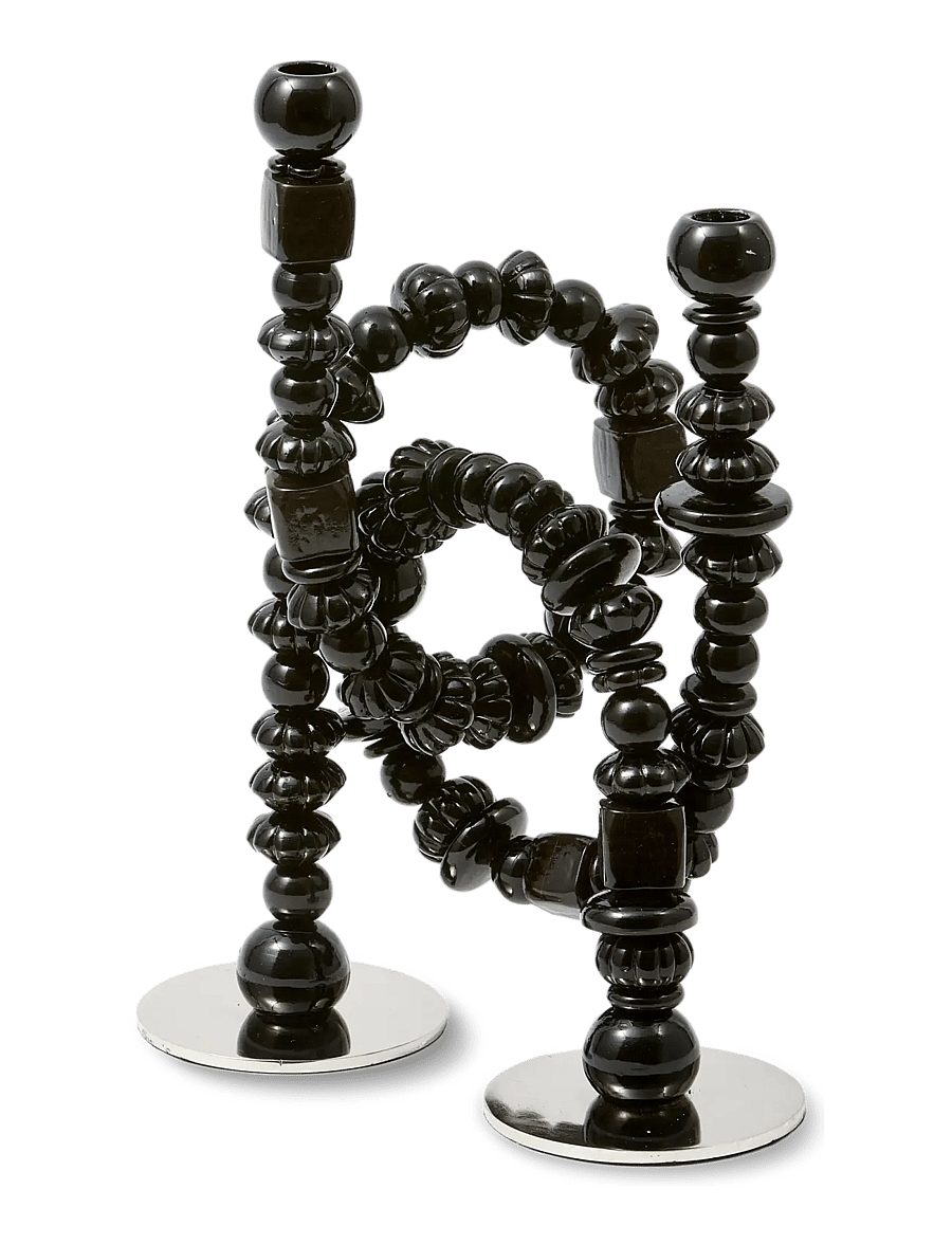 POLSPOTTEN - candle holder beads black - kerzenständer - black - 3