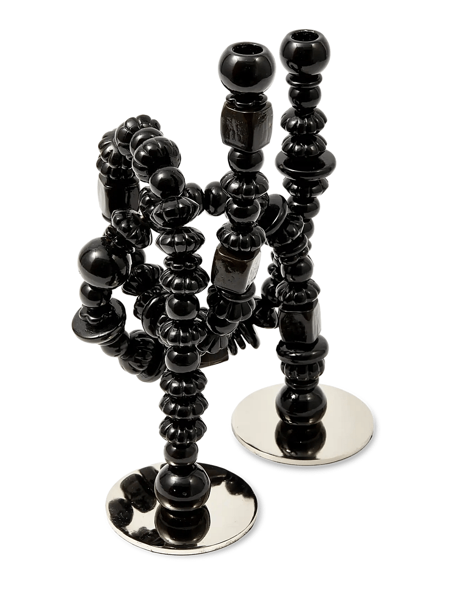 POLSPOTTEN - candle holder beads black - kerzenständer - black - 4