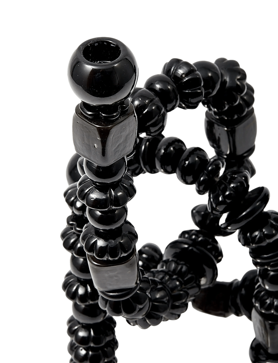 POLSPOTTEN - candle holder beads black - kerzenständer - black - 5