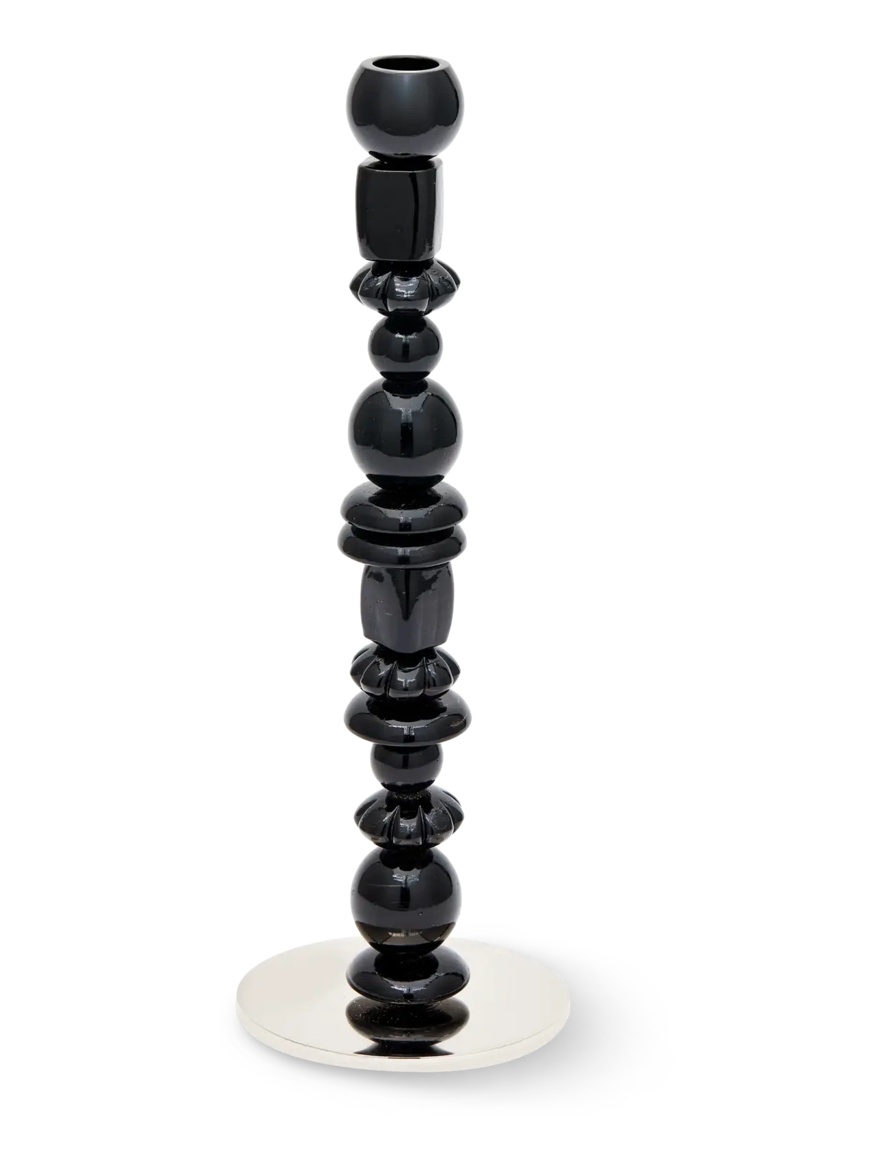 POLSPOTTEN Candle Holder Beads, Lysestage, Sort, Str: Ø12X H34CM