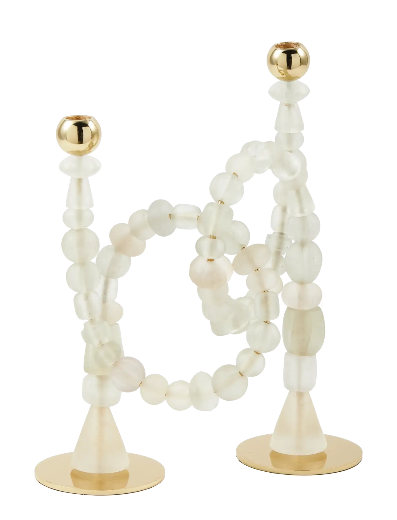 POLSPOTTEN Candle Holder Beads, Lysestage, Hvid, Str: L33X W12X H38CM