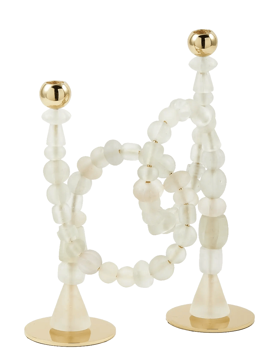 POLSPOTTEN - candle holder beads white - kerzenständer - white - 1