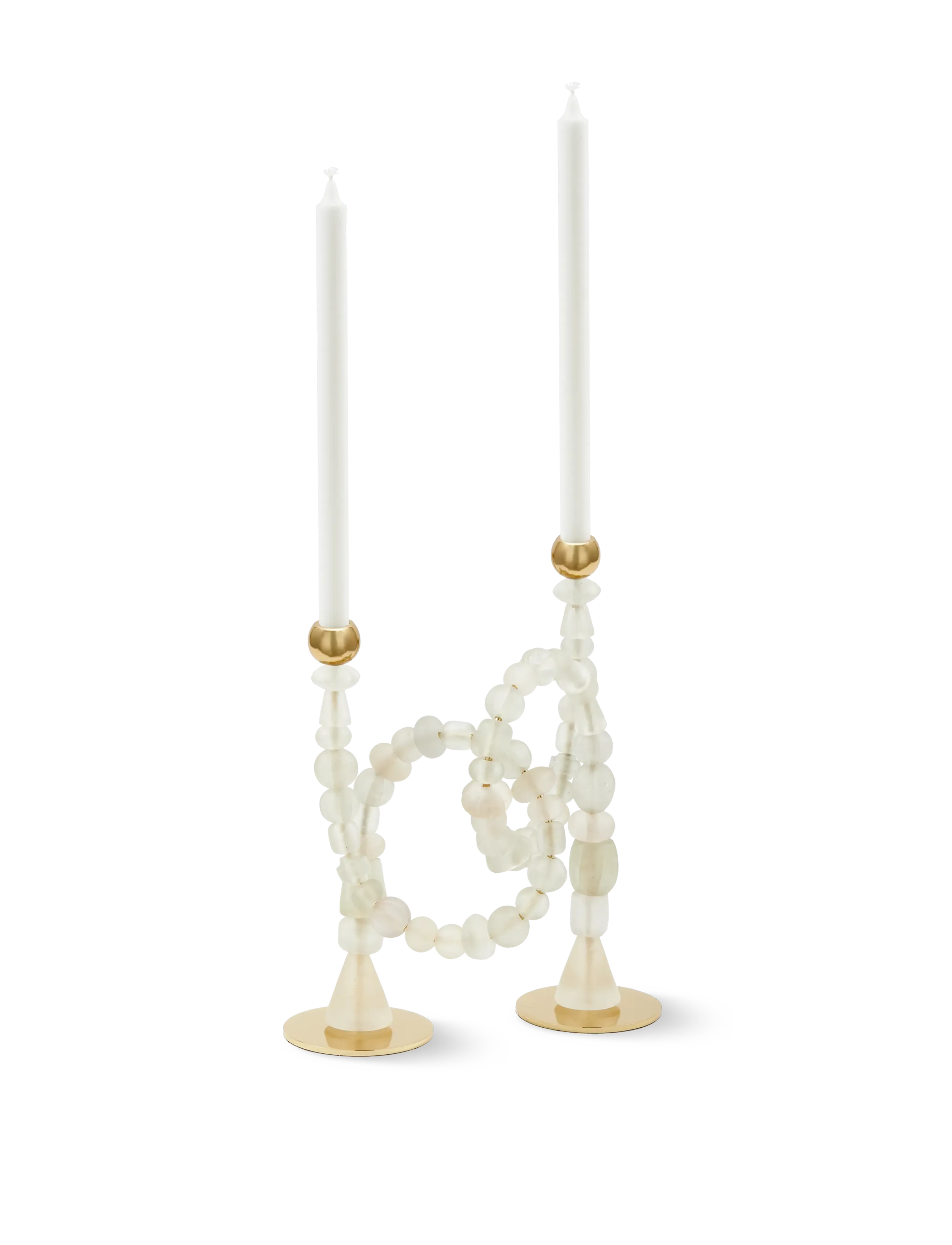 POLSPOTTEN Candle Holder Beads, L33X W12X H38 cm, White, Candle & Tealight Holders > Candle Holders, Unisex