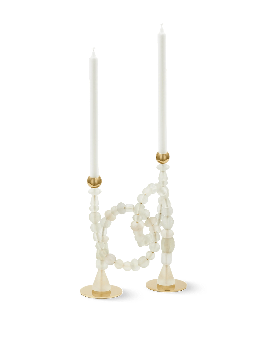 POLSPOTTEN - candle holder beads white - kerzenständer - white - 0